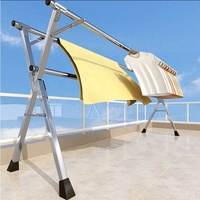 Porte-vêtements pliant double en acier inoxydable en forme de X, rétractable, résistant à la rouille, pour balcon extérieur