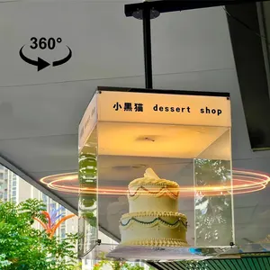 蛋糕店2023旋转展示柜亚克力旋转展示柜零售店发光二极管旋转广告柜