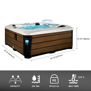 Bain à remous extérieur moderne de luxe Sunrans pour 5 personnes, spa familial avec hydromassage et bain à remous pour le loisir - Product Image 2