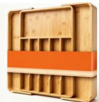 Organizador de cajones de cocina extensible de bambú para cubiertos, bandeja organizadora de cubiertos para cajón - Product Image 4