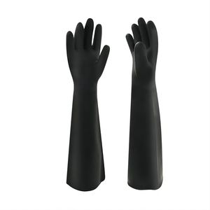 Guantes de Trabajo de Seguridad Industrial Dongfanghong OEM, Extra Largos, Resistentes a Ácidos y Álcalis, de Látex Natural Negro - Product Image 1