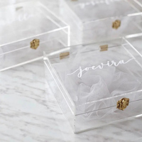 Boîte à souvenirs de mariage en acrylique transparent avec couvercle à charnière Boîte à souvenirs en acrylique transparent avec logo gravé Boîte-cadeau de mariage