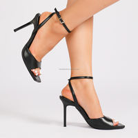 4305-1 Élégantes Sandales d'Été à Talons avec Bride Cheville et Nœud, Bout Carré, Sexy pour Femme, Tendance Mode, Chaussures de Mariage Extérieures