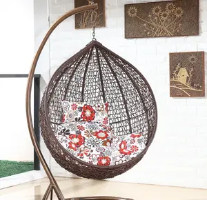 Egg chair swing with stand cushion rattan with legs ball half wicker kids adult size chair double swing rattan hanging egg chair
