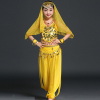 Ensemble de 7 pièces de costume de danse du ventre pour filles, tutu en mousseline et jupes, tenue de scène de danse indienne