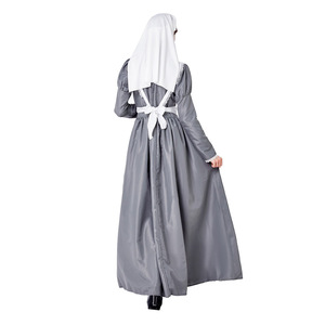 Disfraz de Enfermera Medieval, Falda Larga, Delantal, Velo, Gris, Blanco, Cruz Roja, Vestido de Cosplay para Adultos, Disfraz de Halloween - Product Image 2
