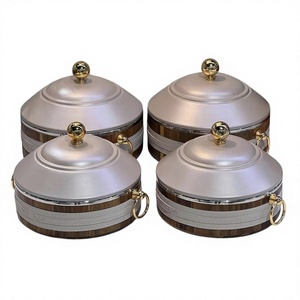 Ensemble de quatre chauffe-plats en bois de forme ronde pour table, nouvelle collection de luxe, très demandée, élégante marmite en bois - Product Image 1