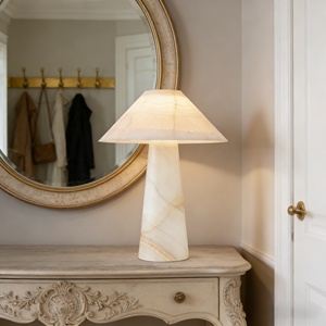 Lámpara de Mesa de Ónix de Diseño Europeo Moderno, Características Flexibles, Acabado de Mármol Pulido, Cerámica <span class=keywords><strong>para</strong></span> Interiores y Exteriores, <span class=keywords><strong>para</strong></span> Dormitorio, Villa - Product Image 4