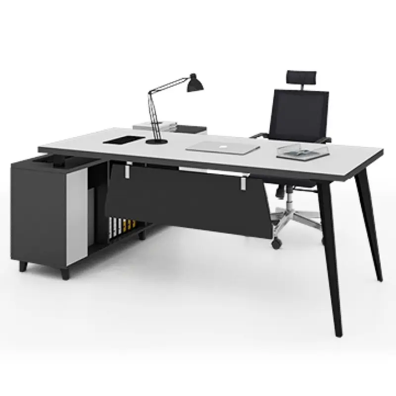 Yeni ürünler yüksek kaliteli MDF ofis mobilya seti siyah ve beyaz ofis masası Modern ofis idareci masası