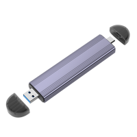 Kotak Hard Disk 10Gbps USB tipe-c, sarung HDD in-Line 2-In-1 Plug-and-Play M.2 10Gbps, cangkang logam aluminium