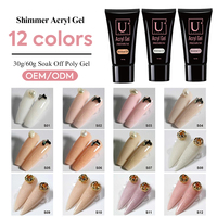 30g/60g gel de construction d'ongles en poly brillant gel acrylique pailleté pour la construction rapide poligel acrylique uv extension d'ongle vernis en poly gel