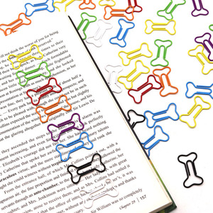 Clips de papier créatifs en forme d'os, agrafes colorées personnalisées, organisateurs de papeterie de bureau, marque-pages en métal - Product Image 4