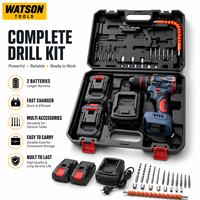 Kit de perceuse électrique sans fil en gros avec batterie au lithium, embouts, douilles, tige flexible et mallette à outils