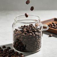 Pot de conservation en verre en gros avec couvercle en bois et cuillère, récipient de stockage alimentaire en verre borosilicate pour thé, café et grains