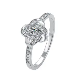 Романтическое роскошное обручальное кольцо с цирконием, четырехлистный клевер, бриллиантовое кольцо из серебра 925 пробы для женщин