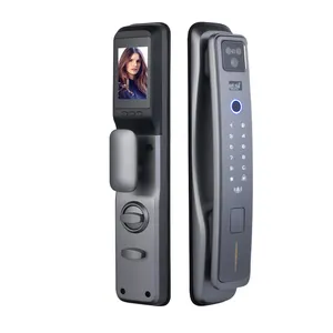 Bloqueio de porta inteligente 3d, veias de dedo, reconhecimento facial, fechadura da porta com aplicativo wifi, desbloqueio remoto, câmera fotográfica, interfone em vídeo