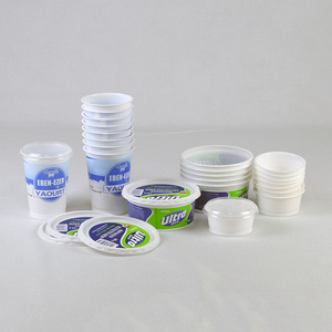 Pot en plastique PP blanc <span class=keywords><strong>de</strong></span> 150 ml (150 g, 6 oz) pour yaourt, gelée, pouding, avec couvercle en aluminium, impression personnalisée - Product Image 2