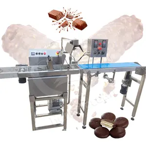 OCEAN Automatic Mini Date Chocolate Coating Snack Wafer Bar 40 cm Cooling Tunnel Supplier Chocolate Enrobe Line