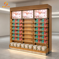 Étagère de présentation de parfums en bois avec boîte à lumière LED, design durable pour les rayonnages de magasins de cosmétiques, conçue pour les commerces de détail