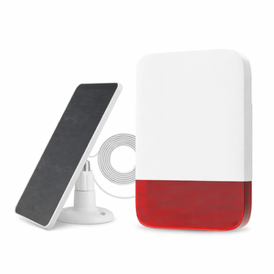 Sirène stroboscopique sans fil 120 dB à haut niveau sonore, étanche pour intérieur/extérieur, avec panneau solaire et batterie intégrée de 5 000 mAh - Product Image 2