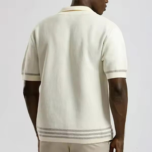 Cardigan tricoté à manches courtes pour hommes de haute qualité Logo personnalisé ODM populaire coton tricoté Polo t-shirt <span class=keywords><strong>pull</strong></span> haut pour hommes - Product Image 2