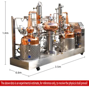 50 Liters Fully Automatic Double Pots Copper Still Distiller Alcohol Distillation Equipment
