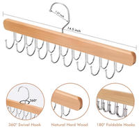 Cintres en bois massif avec pinces métalliques antidérapantes pour pantalons, jupes, armoire, crochets multiples