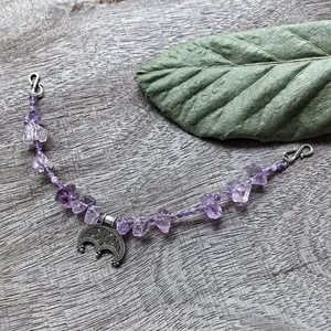 Collier rétro à 2 rangs en améthyste, style viking, celtique, tribal, avec broche chaîne classique, violet rêveur, à porter en suspension - Product Image 4