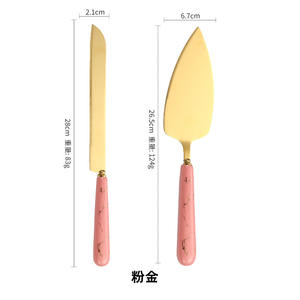 ไม้พายเค้กสีทองพร้อมด้ามจับเซรามิก สแตนเลสสตีล ไม่ติดกระทะ อุปกรณ์ทำขนมสำหรับตกแต่งและเสิร์ฟเค้ก - Product Image 3