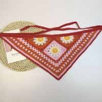 Bandana Segitiga Desain Kupu-kupu Geometris Retro Buatan Tangan Wanita, Ikat Kepala Rajut Elastis, Kerudung, Hadiah Grosir