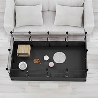 Enclos portable pour petits animaux à 12 panneaux, pour intérieur et extérieur, enclos pour animaux de compagnie avec tapis imperméable, lit pour animaux de compagnie à faire soi-même