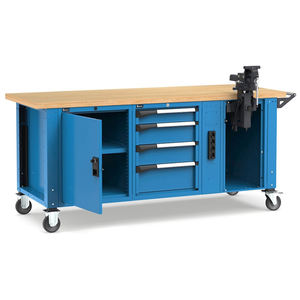 Fami Master 200cm établi réglable bleu avec roues, 4 tiroirs, armoire, étau et 4 prises - Product Image 1