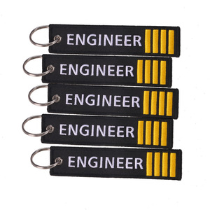 Llavero de tela tejida bordado de doble cara con logotipo de ingeniero personalizado para promoción, con la inscripción 'Remove Before Flight' - Product Image 5