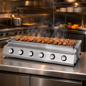 Commercial Six <b>Burner</b> LPG <b>Gas</b> <b>BBQ</b> Grill Countertop Barbecue for Kebab Skewers Steak Chicken Sausage Restaurants - Product Image 5