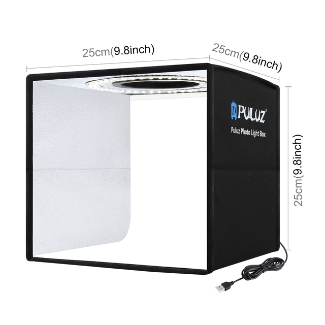 OEM PULUZ 25cm Light Photo Box Kit USB LED Lights Portable Photo Studio 6 Backdrops for Lightbox Photography