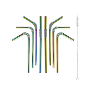 Pailles réutilisables en acier inoxydable SFST0303, 6 droites, 6 courbées, personnalisables - Product Image 3