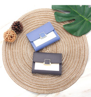 Dompet koin penyimpan kartu wanita bermerek, dompet uang pendek lipat tiga untuk hadiah Desain Mode grosir