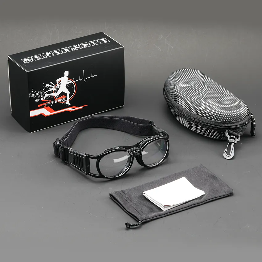 แว่นตาสำหรับใส่เล่นบาสเก็ตบอล,แว่นทรงรียืดหยุ่นกรอบแว่นตากีฬาสำหรับผู้ชายปรับสายได้ป้องกันการเกิดฝ้า