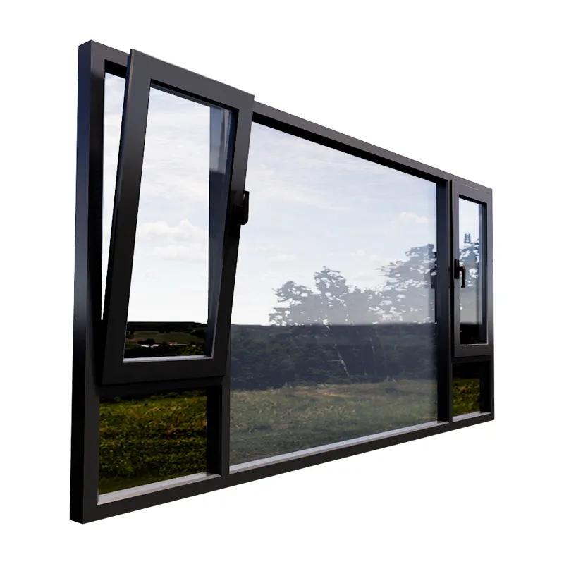 Jendela Tingkap Harga Rendah dengan Inversi Layar Aluminium Aloi Bingkai Kaca Tingkap Jendela Rumah Desain Bay Windows