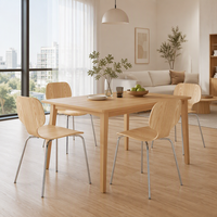 Chaise de salle à manger avec assise et dossier en bois, pieds en métal, finition naturelle, chaise d'appoint moderne pour la cuisine à domicile
