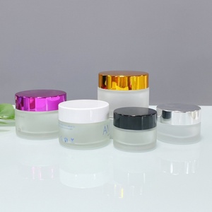 Luxury Small clear Frosted Glass Cream Jar Cosmetic Packaging 2oz 8oz Glass Jars with Gold Silver Metal Lids for Body Butter - Product Image 3
