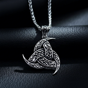 ยูนิคจี้สร้อยคอ 316L สแตนเลสสตีลไวกิ้งทริสเคลเลียนเซลติกน็อตดราก้อนแกะสลักวินเทจกอธิค ไฮโปอัลเลอร์เจนิก อมูเล็ต - Product Image 1