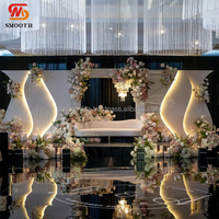 Prix d'usine, ensemble de toile de fond rectangulaire moderne en acrylique PVC avec éclairage LED blanc pour mariage et fête d'anniversaire, avec support de panneau de scène