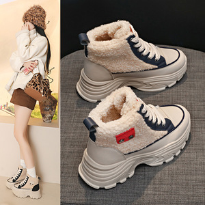 H6581 <span class=keywords><strong>Chaussures</strong></span> décontractées personnalisées à tige haute antidérapantes en peluche, semelle souple, <span class=keywords><strong>chaussures</strong></span> d'hiver chaudes en coton pour femmes, bottes d'hiver pour femmes - Product Image 1