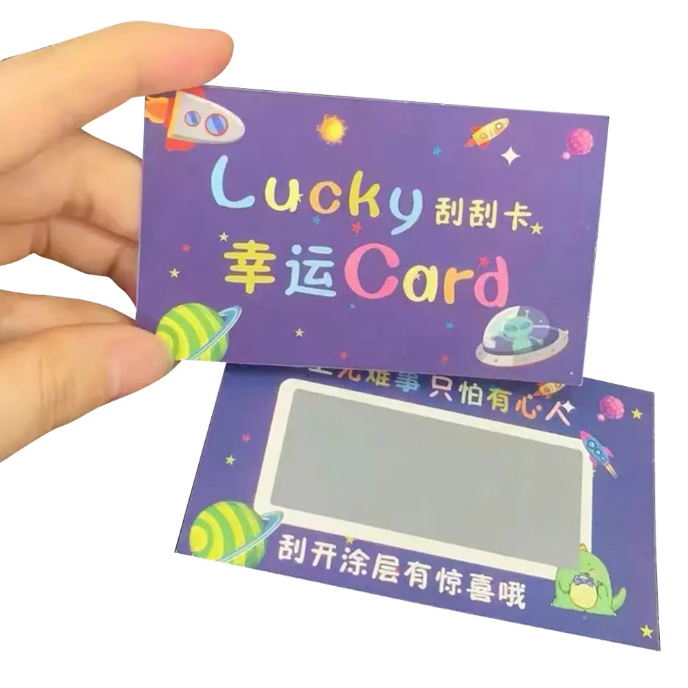 Ücretsiz tasarım piyango Scratch bilet kupon kağıt yetişkin Win kart özel çizik kapalı kart