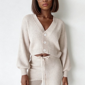 Ensemble de 2 pièces pour femmes, cardigan uni à manches longues en tricot et pantalon, mode décontractée - Product Image 4