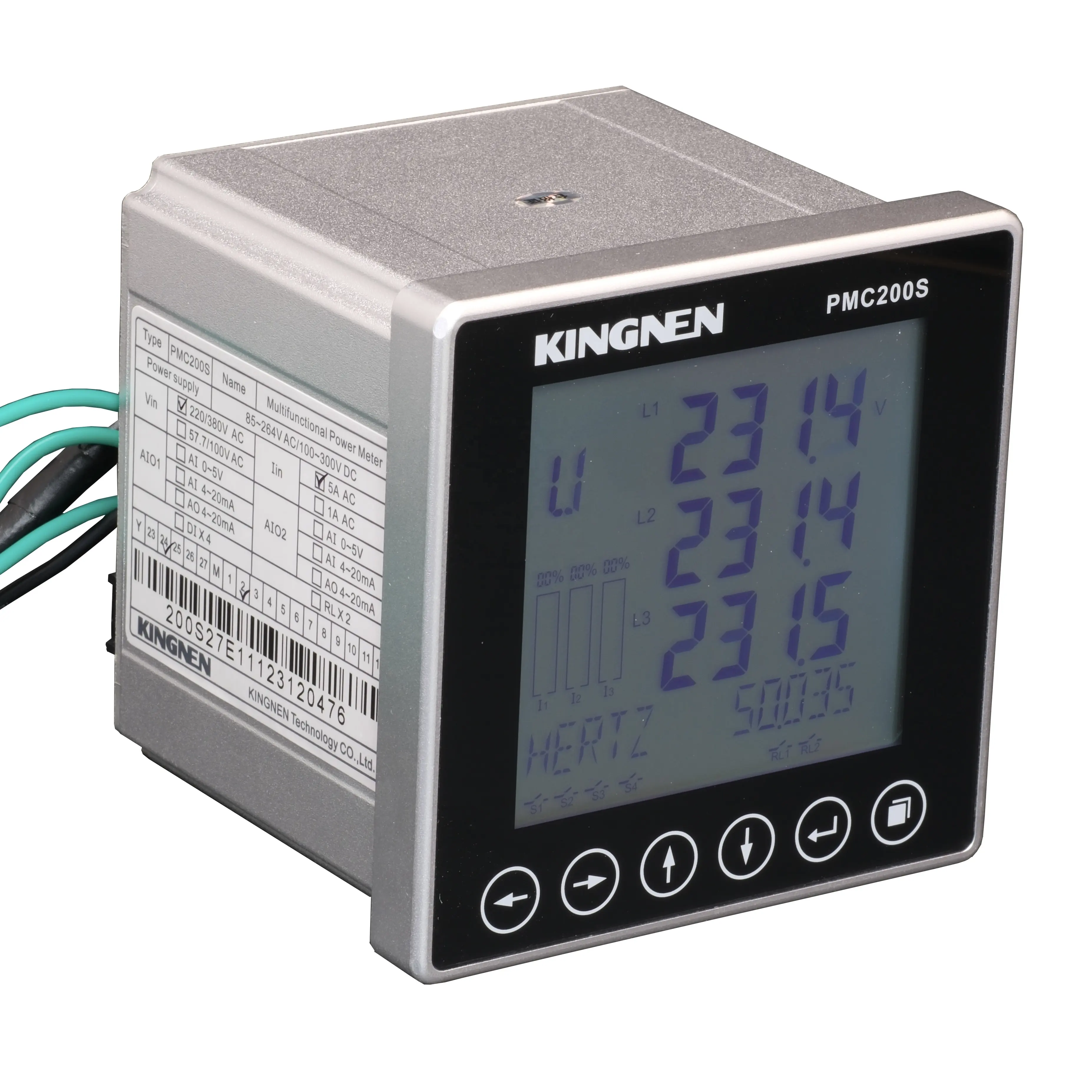 PMC200S Display LCD analisador de qualidade energética RS485 modbus painel trifásico medidor de energia elétrica multifuncional