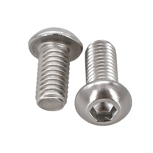304 Stainless Steel Round Head Hex <b>Socket</b> <b>Screws</b> M6 M8 M10 M12 Metric Class 8.8 Standard Thread Plain Finish - Product Image 1