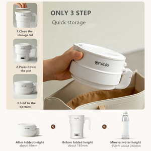 Bouilloire électrique portable, pliable et rétractable avec fonction de maintien au chaud pour une utilisation en extérieur et en hôtel, bouilloire à eau chaude de 700 ml. - Product Image 4