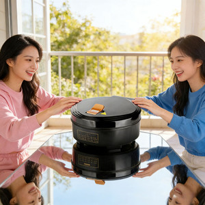 Máquina para hacer crepas doméstica de 1200W con revestimiento antiadherente, fácil de limpiar, placa eléctrica de acero inoxidable para preparar panqueques y desayunos. - Product Image 3